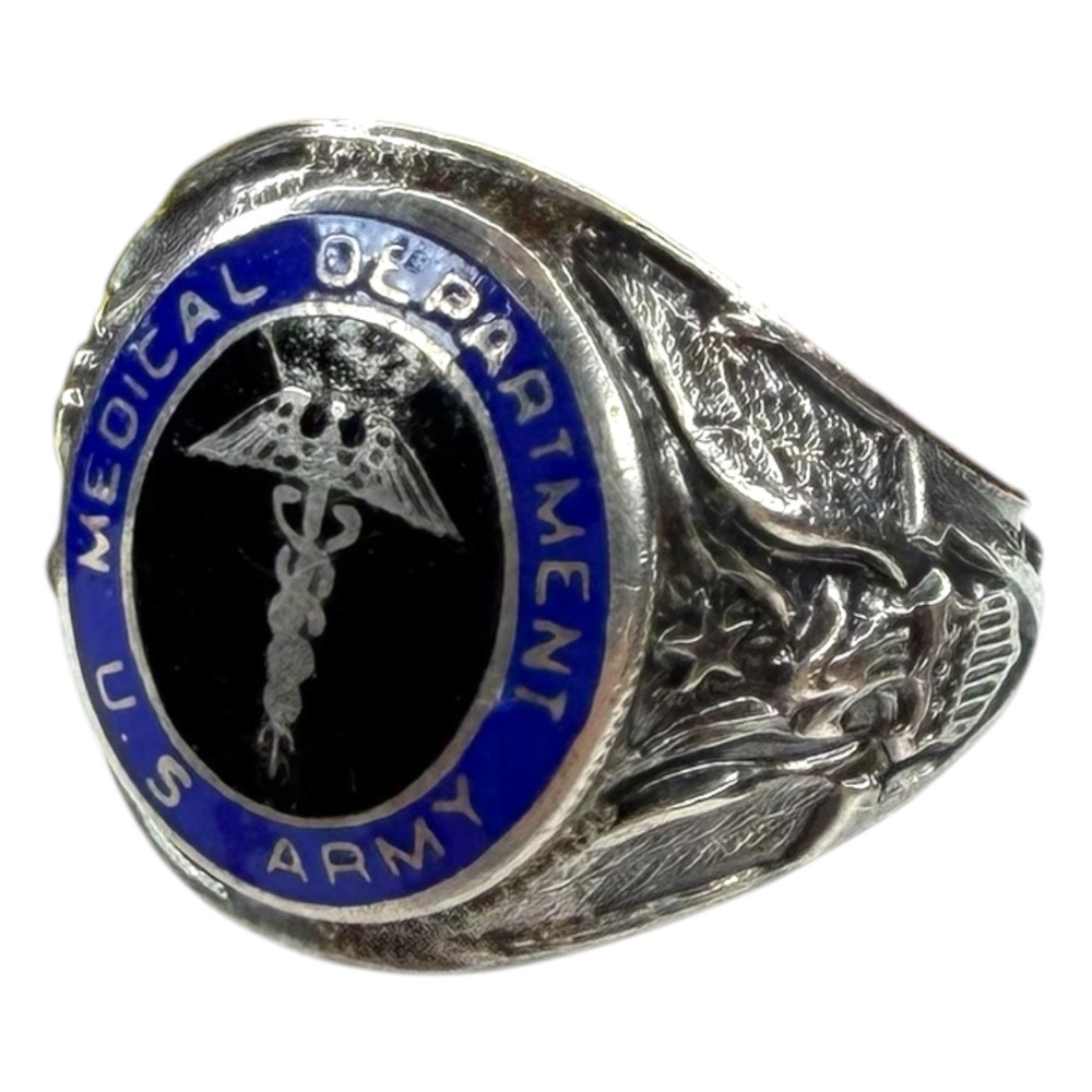 Grouse Co US Army Medical Ring Sterling Silver Size 9.75 Caduceus Military